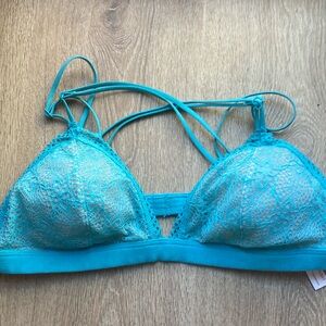 Victoria’s Secret teal colored lace bra size medium NEW fits 34 b - c